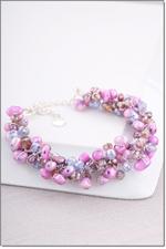 Purple Pearl and Crystal Bracelet