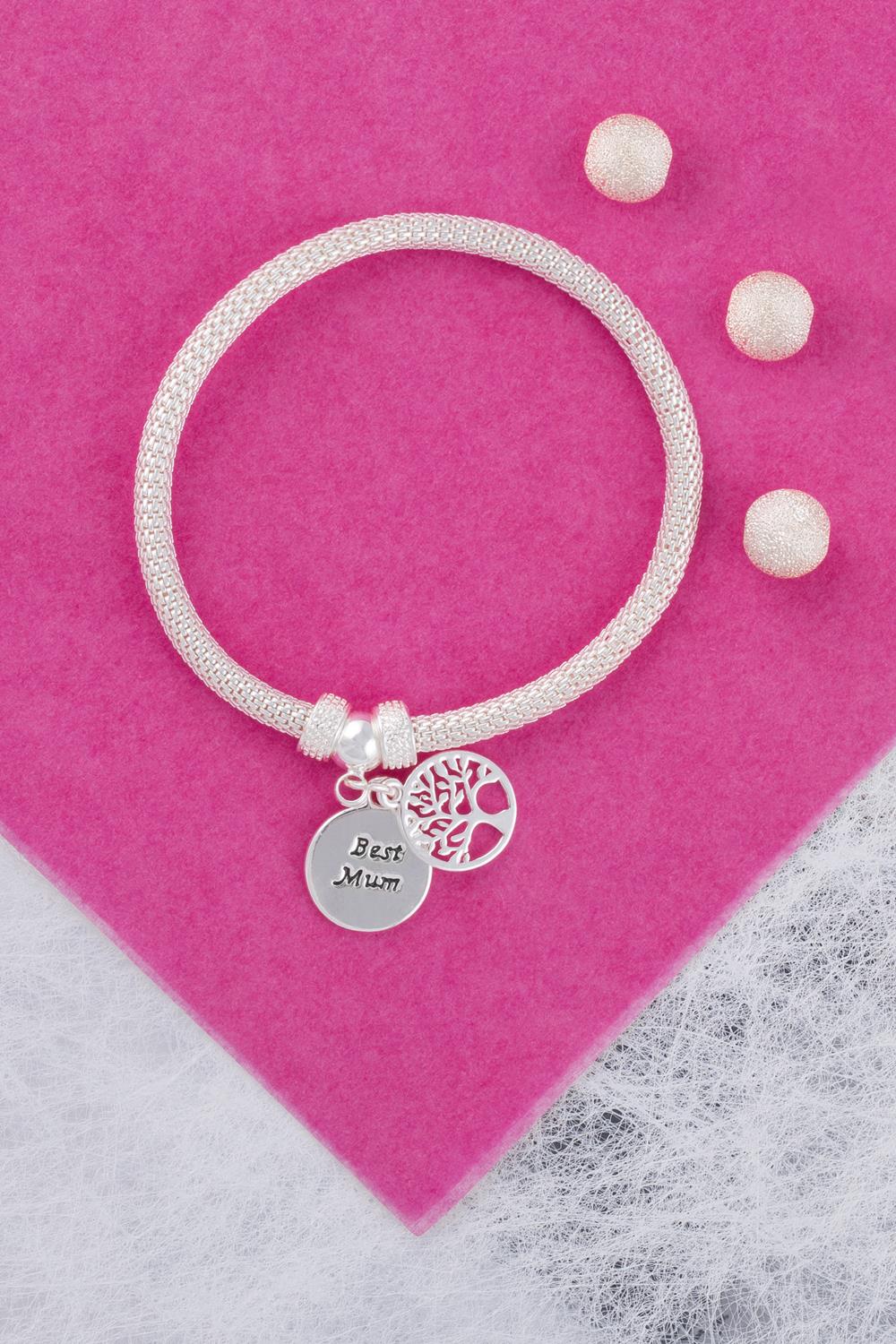 Bracelets > Silver Best Mum Family Tree Bracelet at Baronessa