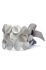 Three-strand silver grey mother-of-pearl bracelet