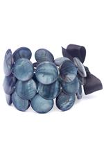 Triple-strand peacock blue mother-of-pearl bracelet
