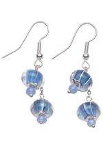 Blue stripe murano glass bead earrings