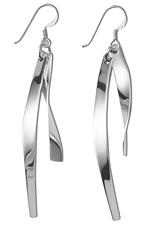 Curved silver bar earrings