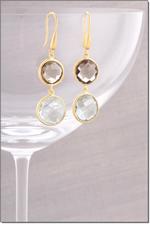 Gold Smoky Quartz and Green Amethyst  Earrings