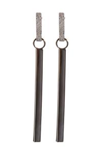 Gun-Metal Bar Earrings