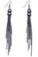 Gun-metal bead tassle earrings