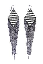 Gun-metal diamond tassle earrings