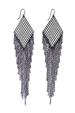 Gun-metal diamond tassle earrings