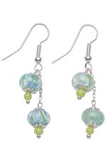 Lime-green murano glass bead earrings