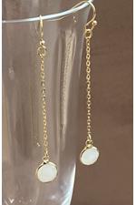 Long Gold Opal Earrings