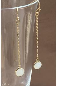 Long Gold Opal Earrings