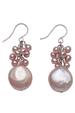 Pink pearl pebble cluster earrings