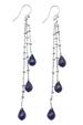 Silver and black triple-strand drop earrings