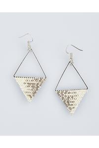 Silver and Grey Bead Statement Earrings