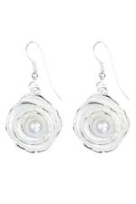 Silver Pearl Flower Earrings