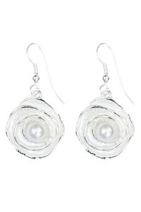 Silver Pearl Flower Earrings