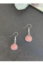 Silver Pink Moonstone Teardrop Earrings