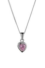 Pink Crystal Silver Heart Necklace