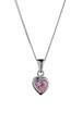Pink Crystal Silver Heart Necklace