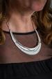 Silver Curve Shell Necklace and Bangle Set