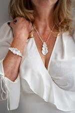 Silver Heart Shell Necklace and Bracelet Set