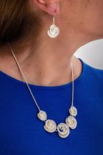 Silver Rose Shell Necklace and Earring Set