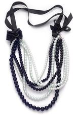 Black and white glass bead necklace