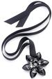 Black crystal flower ribbon necklace