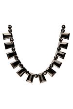 Black Crystal and Glass Rectangle Necklace