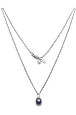 Black pearl-drop necklace