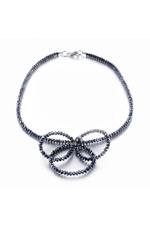 Black Three-Hoop Crystal Necklace