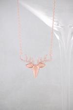 Rose Gold and Crystal Stag's Head Necklace