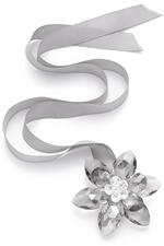 Smoky crystal flower ribbon necklace