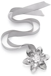 Smoky crystal flower ribbon necklace