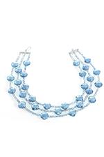 Three-strand Blue Crystal Cherry Blossom Necklace