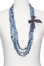 Three-strand Blue Mother-of-Pearl Necklace