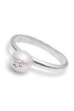 Pearl silver rosette ring