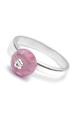 Pink marbled glass silver rosette ring
