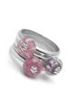 Purple marbled glass silver rosette ring