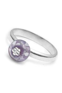 Purple marbled glass silver rosette ring