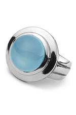 Silver Blue Chalcedony Sphere Ring
