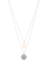 Double-strand Signature Pendant Pearl Necklace