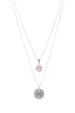 Double-strand Signature Pendant Pink CZ Heart Necklace