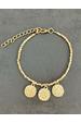 Gold Hammered Disc and Bead Bracelet