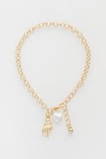 Gold Links Pearl Shell Bracelet