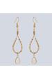 Gold Bead and Cream Opal Statement Earrings