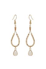 Gold Bead and Cream Opal Statement Earrings