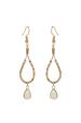 Gold Bead and Cream Opal Statement Earrings