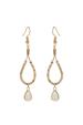 Gold Bead and Cream Opal Statement Earrings