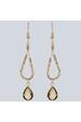 Gold Bead Statement Smoky Quartz Earrings