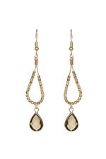 Gold Bead Statement Smoky Quartz Earrings